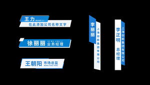 蓝色简洁商务企业人名介绍字幕AE模板36秒视频