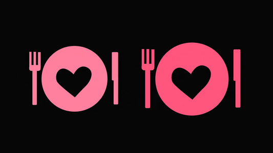 mg动画爱心餐具组合动态视频素材视频