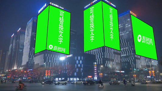  户外广告牌绿幕企业宣传AE模版 视频