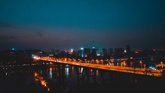 长江一桥夜景夜景延时视频