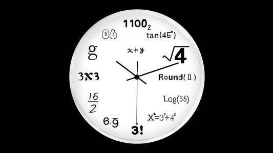 数学时钟公式时间表盘高清带透明通道视频