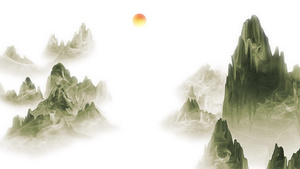 中国风国画山水背景视频20秒视频
