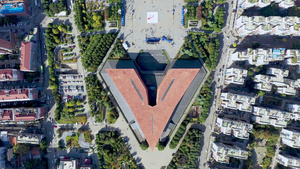 航拍武汉辛亥革命博物馆广场和周边楼盘63秒视频