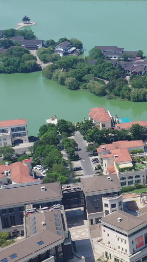 苏州金鸡湖李公堤风光航拍视频城市风光36秒视频