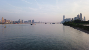 延时摄影风光城市过江轮渡上看长江江景风景4k素材16秒视频