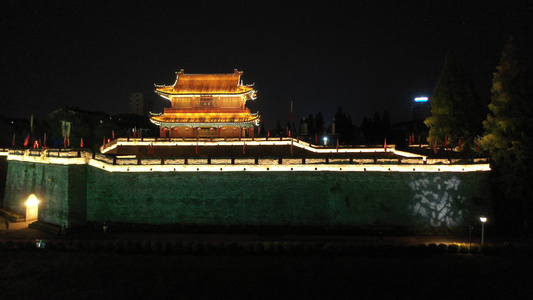 荆州古城夜景视频