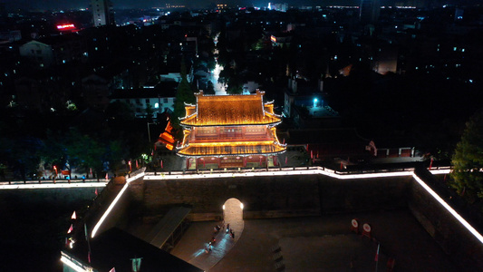 荆州古城夜景视频