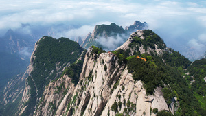 航拍国家级风景名胜5A级旅游景区西岳华山山峰云海4k素材56秒视频