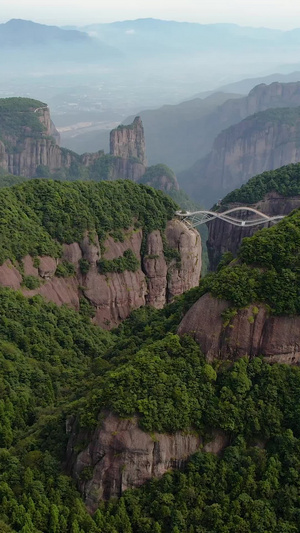 5A浙江神仙居景区起伏的山脉自然风光航拍视频旅游景点40秒视频
