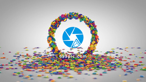 彩色糖果汇聚logo演绎ae模板10秒视频