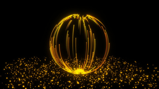 金色粒子圆形球视频