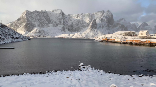 挪威罗弗敦群岛冬季自然风光视频
