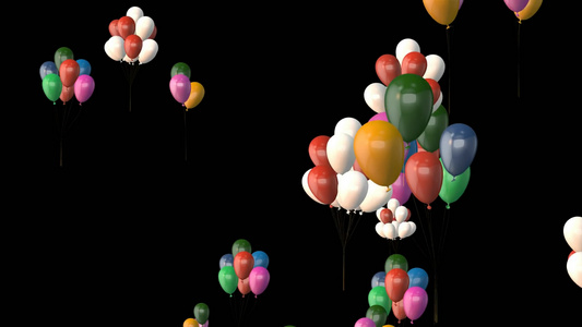 透明通道3D彩色气球上升视频素材视频