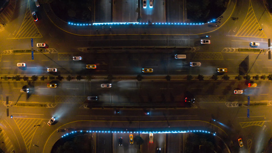 城市交通4K夜景航拍视频
