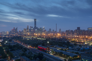 日落后夜景北京国贸延时39秒视频