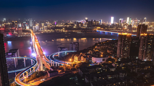 8K重庆菜园坝大桥夜景延时视频