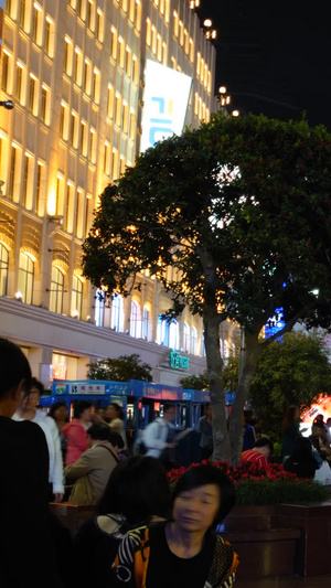 上海南京路步行街夜景延时旅游景点4秒视频
