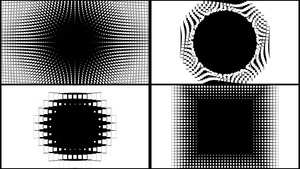 一组立体三维黑白方块旋转缩放放射转场20秒视频