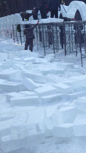多角度拍摄冰雪节冰雕制作过程合集冰雪世界视频