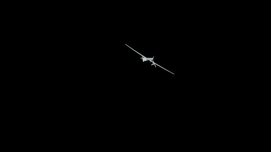 三维飞行无人机白色黑色背景的黑白无人机视频