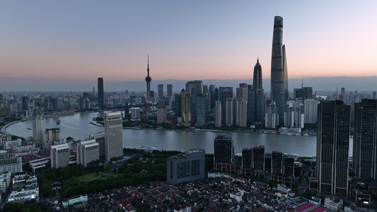 上海陆家嘴日出城市地标宣传片航拍视频