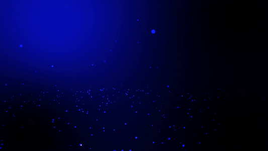 神奇的梦幻般粒子坠落在蓝色的黑色背景上视频