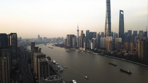 4k上海陆家嘴黄浦江城市发展轮船游艇大楼远景航拍144秒视频
