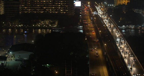 泰王国Bangkok市的晚间全景视频
