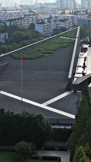 南京大屠杀遇难同胞纪念馆航拍红色景点104秒视频