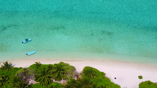 蓝色海和棕榈附近白沙背景的热带海岸海滩旅行热带海岸视频