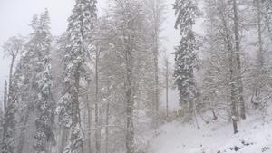 从有线汽车歌多拉在大雪瀑布上移动的景象20秒视频