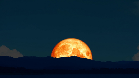 超级血月在夜空的双月岛上复活视频