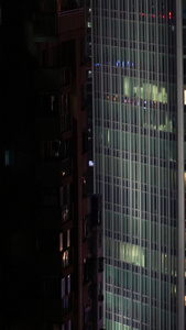 航拍城市夜晚天际线写字楼商务建筑加班灯光素材城市素材视频