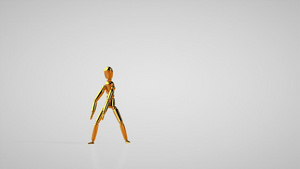 有趣的金色假人机器人风格舞蹈无缝循环白色工作室16秒视频