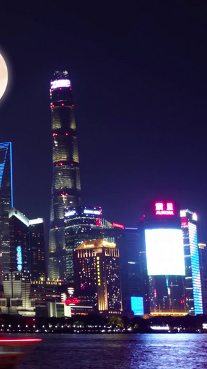 中秋团圆唯美月上海亮城市实拍合成视频素材思恋家乡53秒视频