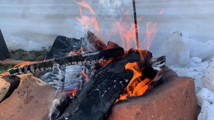 燃烧的火烧燃煤炭11秒视频