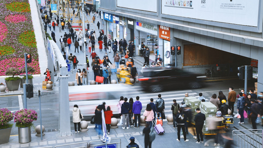 华强北商业街街景人流延时摄影4K[慢动作]视频