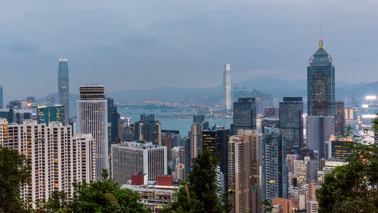香港太平山顶天际线视频