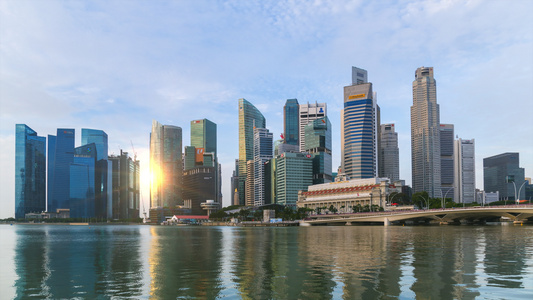 新加坡cbd金融区天际线延时视频