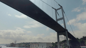 位于伊斯坦布尔的博斯波鲁斯桥下的船只19秒视频
