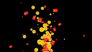 4K 电商红包金币喷射元素10秒视频