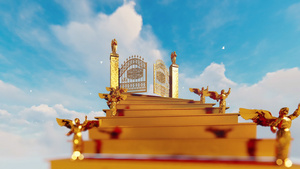 金色的楼梯通往天堂之门与飞翔的天使对抗云天和白鸽10秒视频