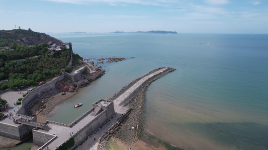 大海海洋沙滩风景航拍视频