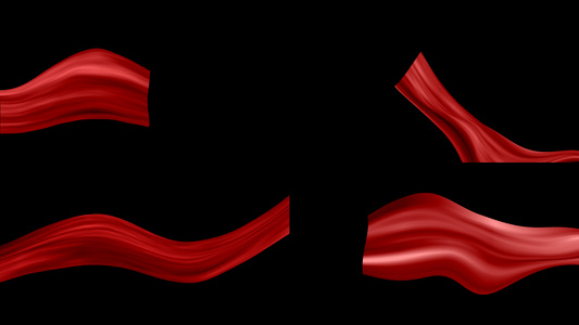 一组红绸绸带幕布转场修饰动画视频