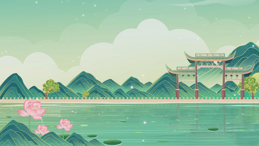 中国风戏曲刺绣花朵折扇祥云背景视频视频