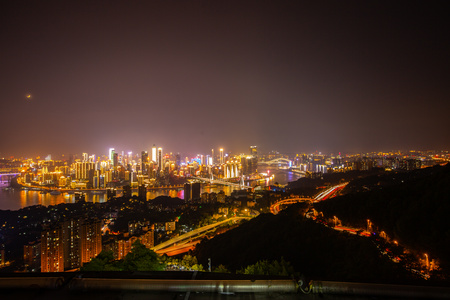 重庆南山涂山观景台 渝中区南岸区夜景 重庆长江夜景两江 交汇视频