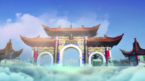 传统中国风戏曲南天门天庭背景视频40秒视频