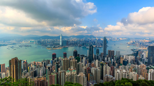 香港空空中观察城市景色泛射视频