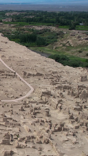 航拍4A吐鲁番著名旅游景点世界文化遗产交河故城遗址视频自驾旅游57秒视频