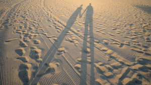 在一对浪漫情侣的沙滩上的影子18秒视频